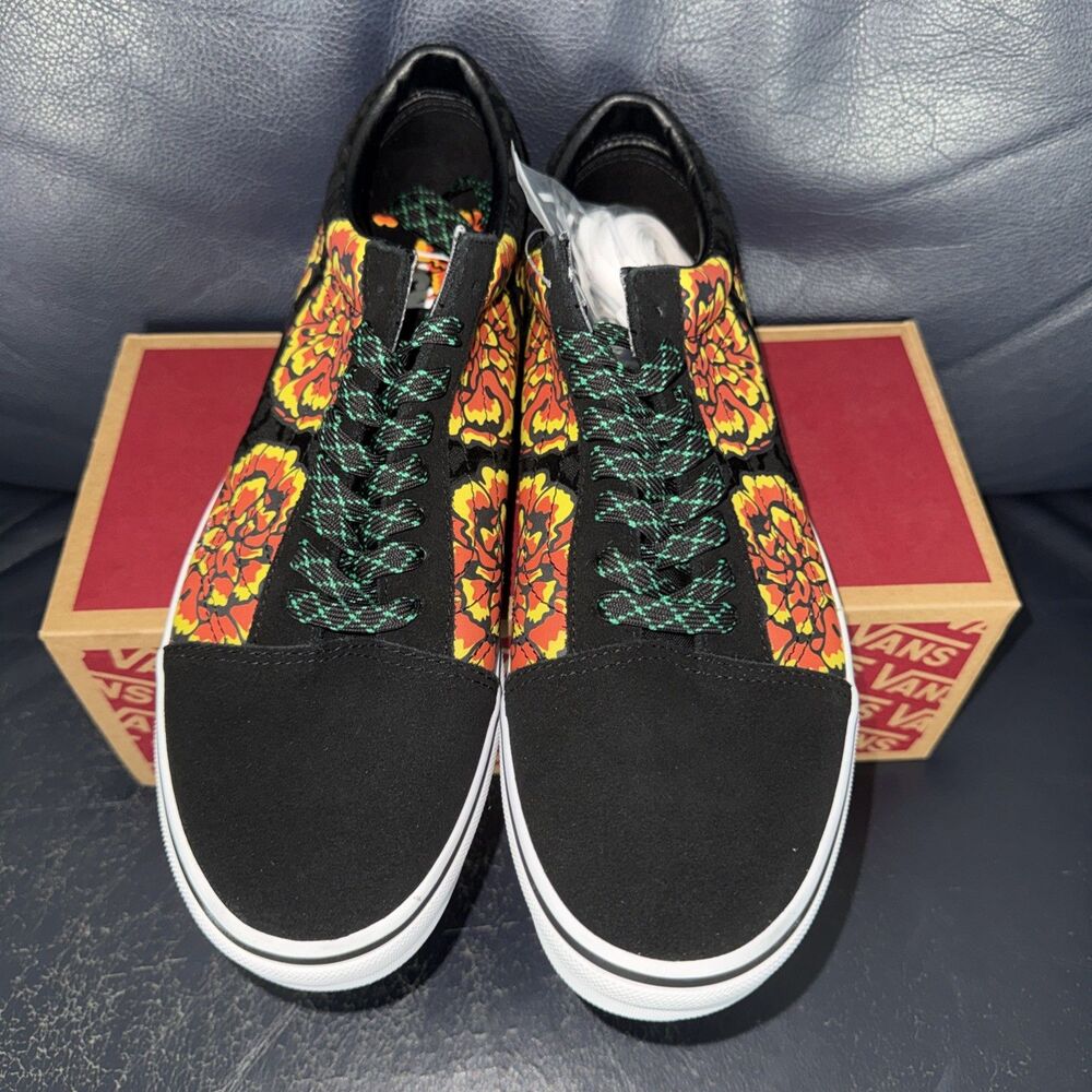 Vans Old Skool Dia De Los Muertos Black & Yellow Skate Men's Size 10 Shoes - Picture 3 of 5